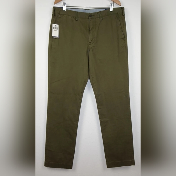 SOLD!!$115 Polo Ralph Lauren Chino Pants Mens 34x34 Green Khaki Stretch Straight - Picture 2 of 10